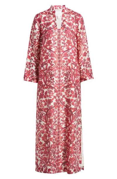 Lilly Pulitzer ® Irella Floral Mixed Print Long Sleeve Caftan Dress In Coconut