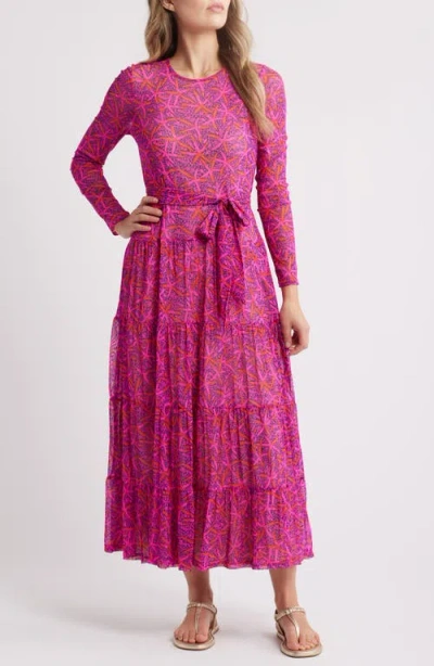 Lilly Pulitzer ® Izabella Print Long Sleeve Tiered Maxi Dress In Passion Fruit Pink