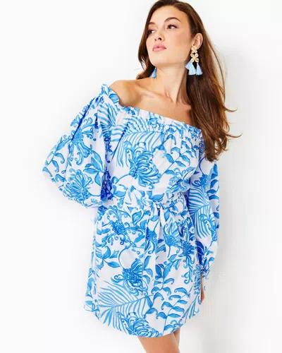 Lilly Pulitzer Jamielynn Off-the-shoulder Cotton Dress In Blue