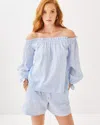 Lilly Pulitzer Jamielynn Off-the-shoulder Top In Jacaranda Blue Ltwt Oxford Stripe