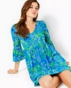 Lilly Pulitzer Jannie V-neck Cotton Dress In Briny Blue A Bit Salty