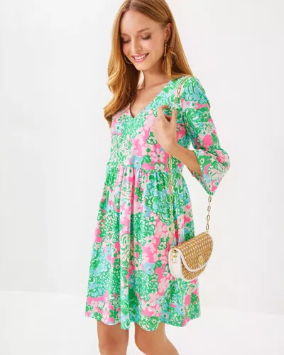 Lilly Pulitzer Jannie V-neck Dress In Multi Plumes In Bloom