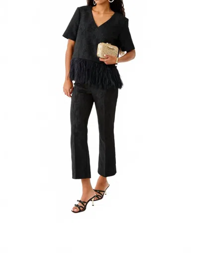Lilly Pulitzer Jarrae Jacquard High Rise Crop Flare Pants In Noir Exploded Flower Stretch Jacquard In Black