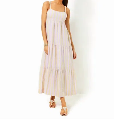 Lilly Pulitzer Javanne Linen Maxi Dress In Lilac Opal Island Secrets Stripe