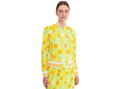 Lilly Pulitzer Jaydea Jacket Upf 50+ Women's Jacket Island Palm Zesty: Xs In Yellow