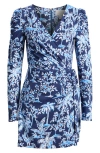 Lilly Pulitzer ® Jemma Botanical Print Long Sleeve Wrap Front Romper In Low Tide Navy Tall Tales