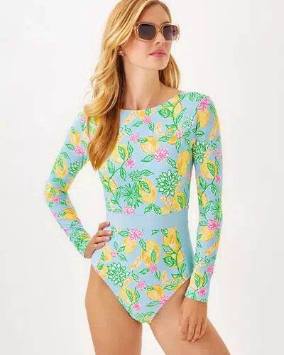 Lilly Pulitzer Jesper Rashguard Swimsuit In Bluette Make Lemonade