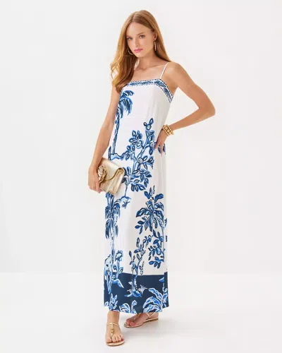 Lilly Pulitzer Jesslyn Silk Maxi Slip Dress In Resort White Oversized Tall Tales Engineered Woven Ma