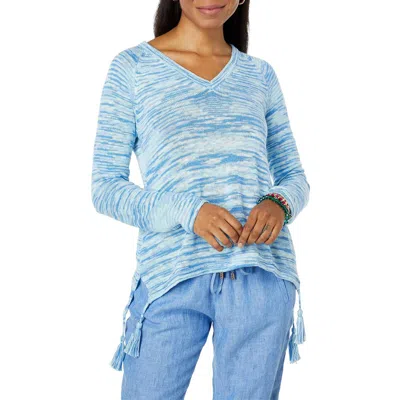 Lilly Pulitzer Jody Womens Tassel Space Dye V-neck Sweater In Blue