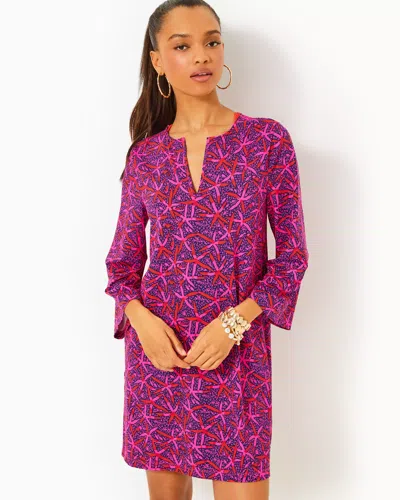 Lilly Pulitzer Johana Long Sleeve Cover-up In Passion Fruit Pink Star Searching