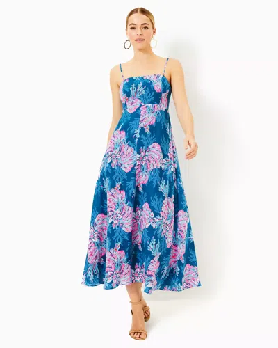 Lilly Pulitzer Jorgian Linen Midi Dress In Multi For The Fans