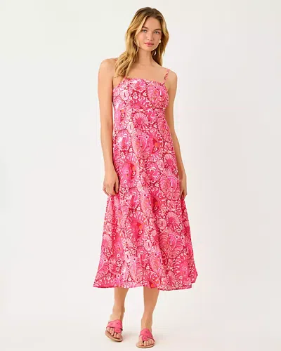 Lilly Pulitzer Jorgian Linen Midi Dress In Pink