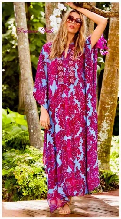Pre-owned Lilly Pulitzer Julieta Maxi Caftan Feel Like A Shellebrity L/xl In Multicolor