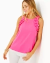 Lilly Pulitzer Kailee Sleeveless Ruffle Top In Roxie Pink