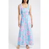 Lilly Pulitzer ® Kailua Floral Smocked Tie Shoulder Maxi Sundress