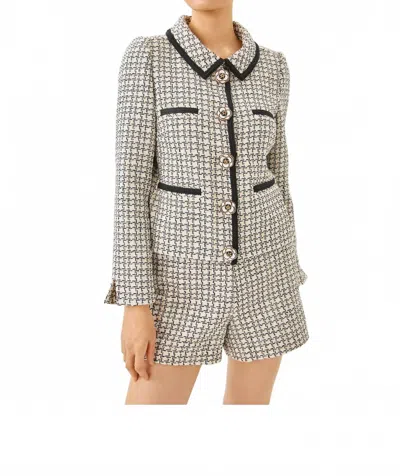 Lilly Pulitzer Kalara Boucle Jacket In Coconut Lurex Houndstooth Boucle In Gray