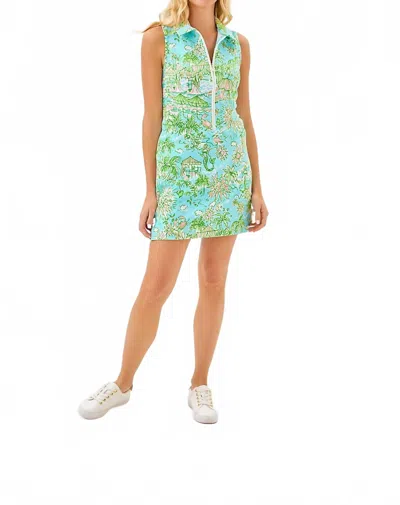 Lilly Pulitzer Kathy Bow Dress Sunbathers Bliss In Fresh Water Blue In Green