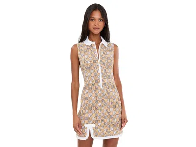Lilly Pulitzer Kathy Bow Dress Upf 50+ Women's Dress Iced Latte Lil Cheetah Checks Golf: 16 In Multi