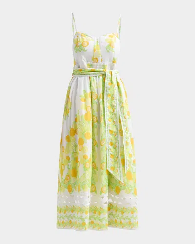 Lilly Pulitzer Katina Printed Cotton Tie-waist Midi Dress In Multi