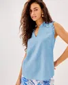 Lilly Pulitzer Kavalla Sleeveless Ruffle Top In Blue