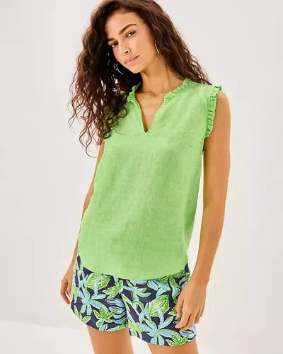 Lilly Pulitzer Kavalla Sleeveless Ruffle Top In Green