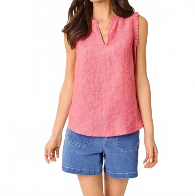 Lilly Pulitzer Kavalla Sleeveless Ruffle Top In Paradise Punch X Resort White In Pink