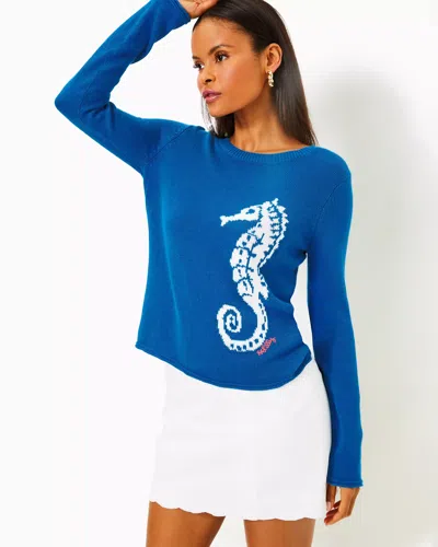 Lilly Pulitzer Kellyn Sweater In Barton Blue Seahorse Jacquard