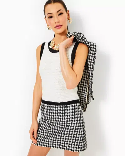 Lilly Pulitzer Kels Mini Skirt In Noir Houndstooth Sequin Boucle