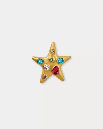 Lilly Pulitzer Kenneth Jay Lane Gem Encrusted Star Pin In Gold