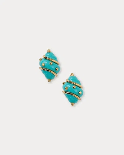 Lilly Pulitzer Kenneth Jay Lane Shell Clip Earrings In Blue