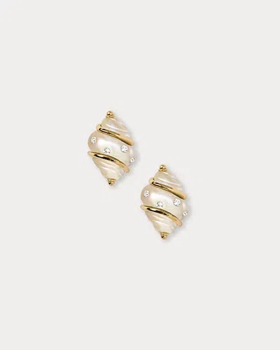 Lilly Pulitzer Kenneth Jay Lane Shell Clip Earrings In Gold