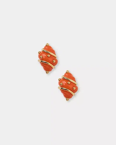 Lilly Pulitzer Kenneth Jay Lane Shell Clip Earrings In Red