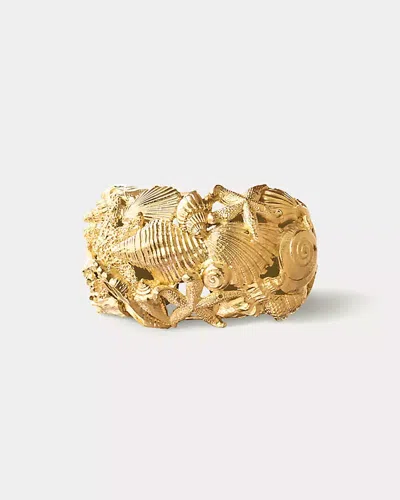 Lilly Pulitzer Kenneth Jay Lane Shell Cuff Bracelet In Burgundy