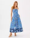 Lilly Pulitzer Kenni Midi Dress In Sunwashed Blue Oversized Tall Tales Engineered Woven Dr