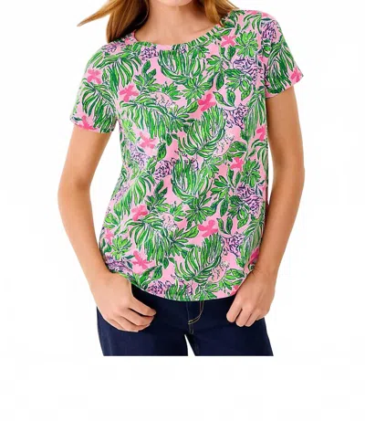 Lilly Pulitzer Key West Short Sleeve Top In Conch Shell Pink Roaring With Joy In Multi