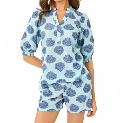 Lilly Pulitzer Kilah Short In Day Dream Blue Seashell Jacquard Yarn Dyed Stripe