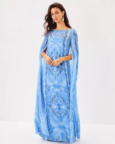Lilly Pulitzer Kingston Silk Maxi Caftan In Blue
