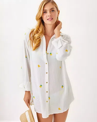 Lilly Pulitzer Kwitney Long Sleeve Cover-up In Honeycomb Lemon Bee Half Drop