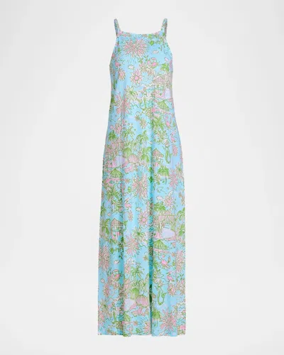 Lilly Pulitzer Kyleigh Cotton Printed Maxi Dress In Fresh Water Blue