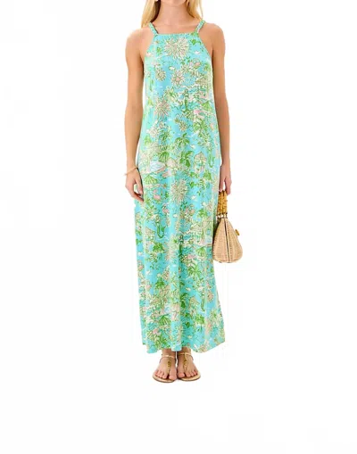 Lilly Pulitzer Kyleigh Maxi Dress In Fresh Water Blue Sunbathers Bliss In Multi