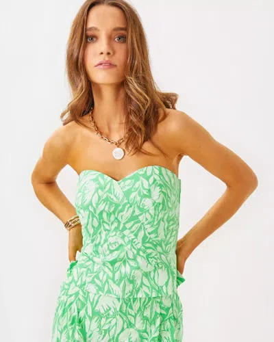 Lilly Pulitzer Kylo Strapless Bustier Top In Fauna Green Tulip To Tango