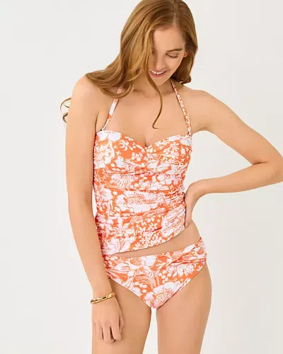 Lilly Pulitzer Lagoon Sarong Hipster Bikini Bottom In Sunset Orange Budding Romance