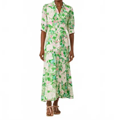 Lilly Pulitzer Larkyn Shirt Dress In Putting Green Poppyland In Animal Print