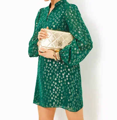 Lilly Pulitzer Lauralyn Silk Dress In Villa Green Silk Bubbly Clip In Multi