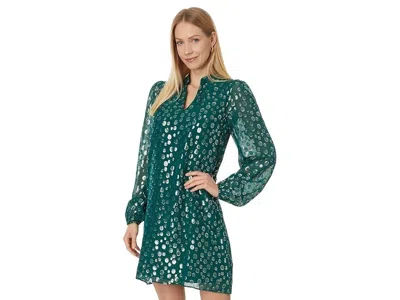 Lilly Pulitzer Lauralyn Silk Dress Womens 00 Villa Green Silk Bubbly Clip Buu023