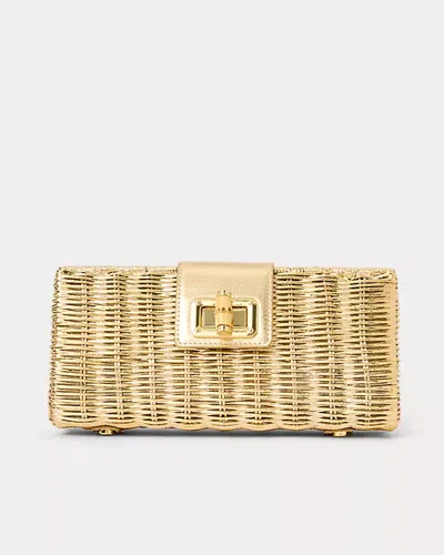 Lilly Pulitzer Leena Wicker Clutch In Gold