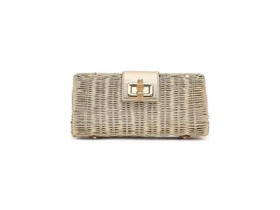 Lilly Pulitzer Leena Wicker Clutch Handbags Gold Metallic: One Size In Brown