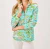 Lilly Pulitzer Leona Zip-up Jacket In Fresh Water Blue Sunbathers Bliss In Multi