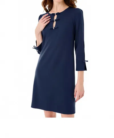 Lilly Pulitzer Leyland Three Quarter Sleeve Shift Mini Dress In Low Tide Navy In Multi