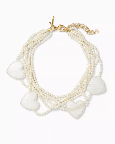Lilly Pulitzer Lilly X Lele Heart Strand Necklace In Resort White